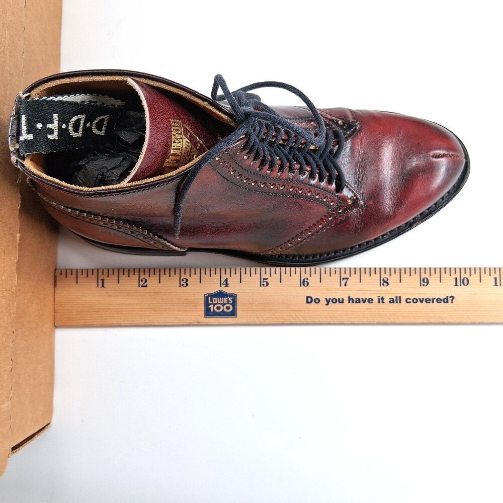 John Fluevog Burgundy Leather Brogue Wingtip Ankle Boots Pinked Lace UK5 US7 - Picture 14 of 15